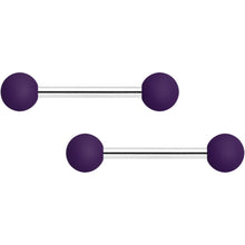 将图片加载到图库查看器,14G 9/16 Dark Purple Matte Barbell Nipple Ring Set
