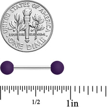 将图片加载到图库查看器,14G 9/16 Dark Purple Matte Barbell Nipple Ring Set
