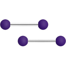 Load image into Gallery viewer, 14G 9/16 Purple Matte Barbell Nipple Ring Set