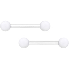 将图片加载到图库查看器,14G 9/16 White Matte Barbell Nipple Ring Set
