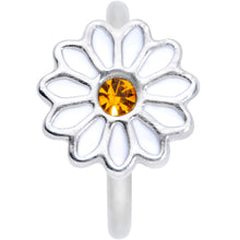 Load image into Gallery viewer, 16G 3/8 Yellow Gem Hippie White Daisy Flower Closure Ring