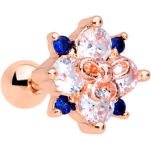 Load image into Gallery viewer, 16G 1/4 Clear CZ Gem Rose Gold Tone Bow Star Cartilage Tragus