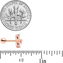 Load image into Gallery viewer, 16G 1/4 Clear CZ Gem Rose Gold Tone Bow Star Cartilage Tragus