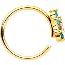 Load image into Gallery viewer, 18G 3/8 Red Green Gem Gold Tone Christmas Flower Nose Hoop