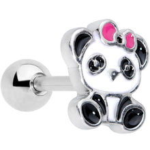Load image into Gallery viewer, 16G 1/4 Black White Panda Bear Cartilage Tragus Earring