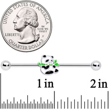 Load image into Gallery viewer, 14G Black White Hungry Panda Bear Industrial Barbell 38mm