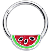 Load image into Gallery viewer, 16G 3/8 Red Green Juicy Watermelon Fruit Hinged Segment Ring