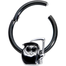 将图片加载到图库查看器,16G 3/8 Black Gem Grim Reaper Halloween Hinged Segment Ring