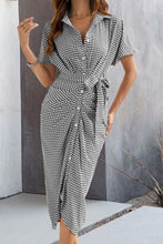Load image into Gallery viewer, Collared Neck Short Sleeve Midi Shirt Dress Elegant & Versatile Style Cute Dress For Girls