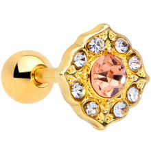 将图片加载到图库查看器,16G 1/4 Pink Clear Gem Gold Tone Elegant Cartilage Tragus Earring