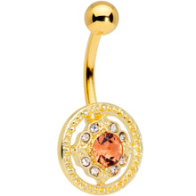 Load image into Gallery viewer, Clear Pink Gem Gold Tone Ring of Retro Belly Ring
