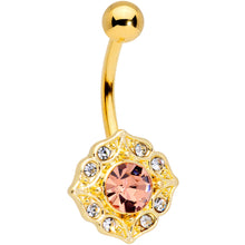 Load image into Gallery viewer, Pink Clear Gem Gold Tone Baroque Elegance Belly Ring