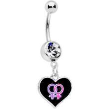 将图片加载到图库查看器,Clear Gem Lesbian Love Heart Dangle Belly Ring