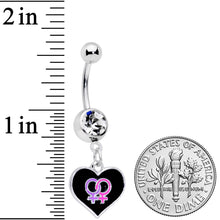 将图片加载到图库查看器,Clear Gem Lesbian Love Heart Dangle Belly Ring