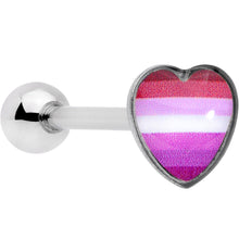 Load image into Gallery viewer, Lesbian Pride Heart Barbell Tongue Ring