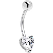 Load image into Gallery viewer, 16G Solid 14K White Gold Cubic Zirconia Heart Solitaire Belly Ring