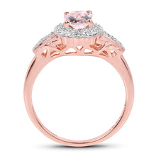 Load image into Gallery viewer, 14K Rose Gold Plated 0.73 Carat Genuine Morganite & White Topaz .925 Sterling Silver Ring