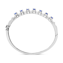 Load image into Gallery viewer, 14K White Gold 5 MM Oval Blue Tanzanite and 1/4 Cttw Diamond Bangle (H-I Color, VS2-SI1 Clarity) - Fits wrists up to 7 1/2 Inches