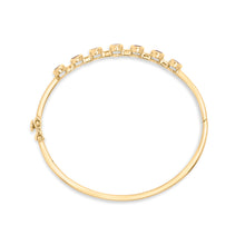 将图片加载到图库查看器,14K Yellow Gold Alternating Bezel Set 5MM Oval Shaped Tanzanite and 1/5 Cttw Diamond Bangle Bracelet (H-I Color, VS2-SI1 Clarity) - Fit's wrists up to 7.25" Inches