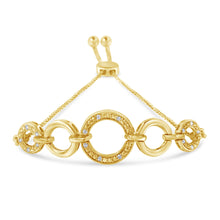 Load image into Gallery viewer, 10K Yellow Gold over .925 Sterling Silver Diamond Accented Graduated Infinity Open Circle 6â€-9†Adjustable Bolo Bracelet