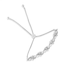 Load image into Gallery viewer, .925 Sterling Silver Diamond Accent Interlocking Infinity and Heart 4â€-10†Adjustable Bolo Tennis Bolo Bracelet (H-I Color, I2-I3 Clarity)