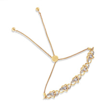 Load image into Gallery viewer, 14K Yellow Gold Plated .925 Sterling Silver 1/10 Cttw Diamond Infinity Heart Shaped 4â€-10†Adjustable Bolo Bracelet (H-I Color, I2-I3 Clarity)