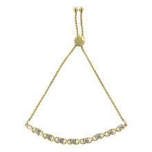 Load image into Gallery viewer, 10K Yellow Gold over .925 Sterling Silver 1/10 Cttw Diamond Heart and X-Link 6â€-9†Adjustable Bolo Bracelet (H-I Color, I2-I3 Clarity)