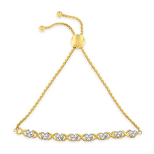 Load image into Gallery viewer, 10K Yellow Gold over .925 Sterling Silver 1/10 Cttw Diamond Heart and X-Link 6â€-9†Adjustable Bolo Bracelet (H-I Color, I2-I3 Clarity)