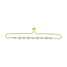 将图片加载到图库查看器,14K Yellow Gold Plated .925 Sterling Silver Diamond Accent Heart and Wave Link Bolo Bracelet (I-J Color, I2-I3 Clarity) - 6" to 9" Adjustable