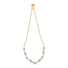 将图片加载到图库查看器,14K Yellow Gold Plated .925 Sterling Silver Diamond Accent Heart and Wave Link Bolo Bracelet (I-J Color, I2-I3 Clarity) - 6" to 9" Adjustable