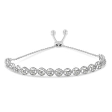 Load image into Gallery viewer, .925 Sterling Silver 1/4 cttw Round-cut Diamond Bolo Bracelet (I-J Color, I3 Clarity)