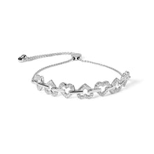 将图片加载到图库查看器,.925 Sterling Silver 1/2 Cttw Diamond Alternating Heart Link Adjustable Bolo Bracelet (I-J Color, I3 Clarity) - 4" to 10" Inches