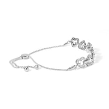 将图片加载到图库查看器,.925 Sterling Silver 1/2 Cttw Diamond Alternating Heart Link Adjustable Bolo Bracelet (I-J Color, I3 Clarity) - 4" to 10" Inches