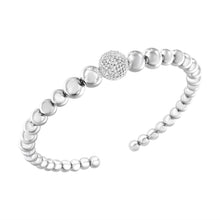 将图片加载到图库查看器,.925 Sterling Silver 1/6 Cttw Diamond Rondelle Graduated Ball Bead Cuff Bangle Bracelet (I-J color, I2-I3 clarity) - Fits wrists up to 7 1/2 inches