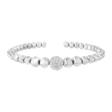 将图片加载到图库查看器,.925 Sterling Silver 1/6 Cttw Diamond Rondelle Graduated Ball Bead Cuff Bangle Bracelet (I-J color, I2-I3 clarity) - Fits wrists up to 7 1/2 inches