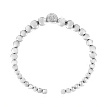 将图片加载到图库查看器,.925 Sterling Silver 1/6 Cttw Diamond Rondelle Graduated Ball Bead Cuff Bangle Bracelet (I-J color, I2-I3 clarity) - Fits wrists up to 7 1/2 inches