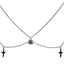 Load image into Gallery viewer, 14G 9/16 Black Gem Spider Cross Halloween Dangle Nipple Chain