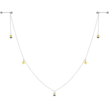 Load image into Gallery viewer, 14G 9/16 Yellow Flower Bee Dangle Nipple Chain