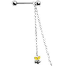 Load image into Gallery viewer, 14G 9/16 Yellow Flower Bee Dangle Nipple Chain
