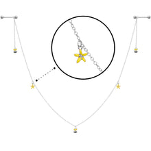 Load image into Gallery viewer, 14G 9/16 Yellow Flower Bee Dangle Nipple Chain