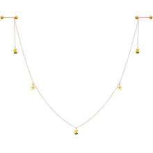 Load image into Gallery viewer, 14G 9/16 Gold Tone Yellow Flower Bee Dangle Nipple Chain