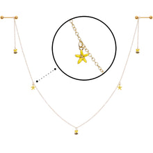 Load image into Gallery viewer, 14G 9/16 Gold Tone Yellow Flower Bee Dangle Nipple Chain
