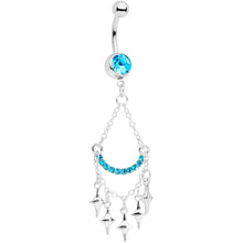 将图片加载到图库查看器,Aqua Gem Double Drama Chandelier Dangle Belly Ring