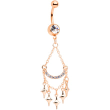 Load image into Gallery viewer, Clear Gem Rose Gold Tone Double Drama Chandelier Dangle Belly Ring