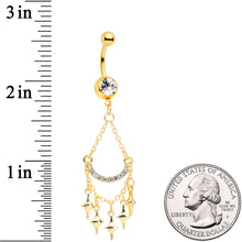 Load image into Gallery viewer, Clear Gem Gold Tone Double Drama Chandelier Dangle Belly Ring