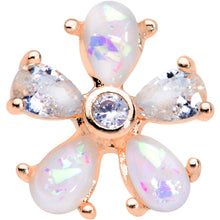 Load image into Gallery viewer, 16G 1/4 White Faux Opal Rose Gold Tone Flower Cartilage Tragus