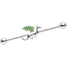 Load image into Gallery viewer, 14G Green Gem Dragon Industrial Barbell 38mm