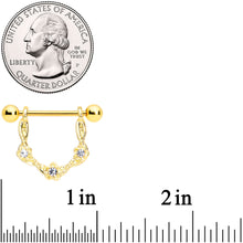 将图片加载到图库查看器,14G 5/8 Clear Gem Gold Tone Flower Dangle Nipple Ring Set