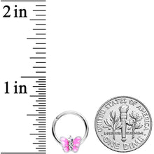 将图片加载到图库查看器,16G 3/8 Clear Gem Pink Butterfly Septum Ring