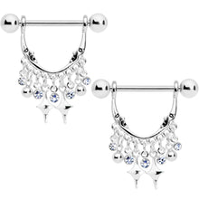 将图片加载到图库查看器,14G 5/8 Clear Gem Moons Dangle Nipple Ring Set